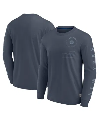 Fanatics Men's Blue New York Knicks Elements Future Ground Tonal Info Long Sleeve T-shirt In Gray