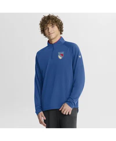Fanatics Men's Blue New York Rangers Authentic Pro Rink Training Centennial Raglan Quarter-zip Pullover Sweat
