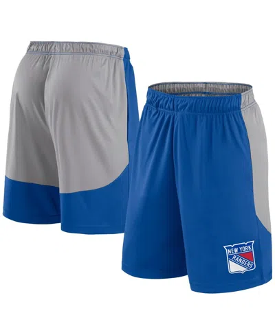 Fanatics Men's Blue New York Rangers Go Hard Shorts In Blue,gray