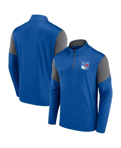 Fanatics Men's Blue New York Rangers Logo Quarter-zip Top