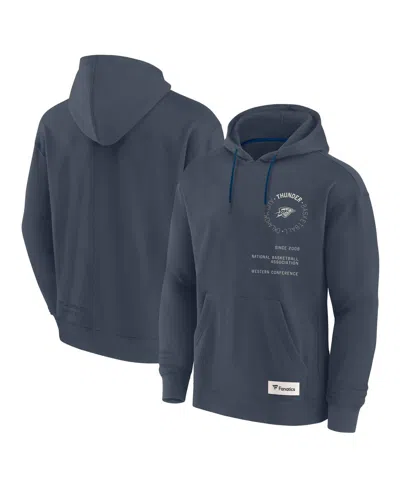 FANATICS MEN'S BLUE OKLAHOMA CITY THUNDER FUTURE GROUND INFO ELEMENTS PREMIUM PULLOVER HOODIE