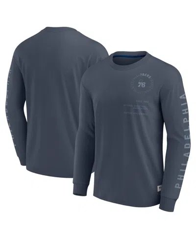 Fanatics Men's Blue Philadelphia 76ers Elements Future Ground Tonal Info Long Sleeve T-shirt In Gray