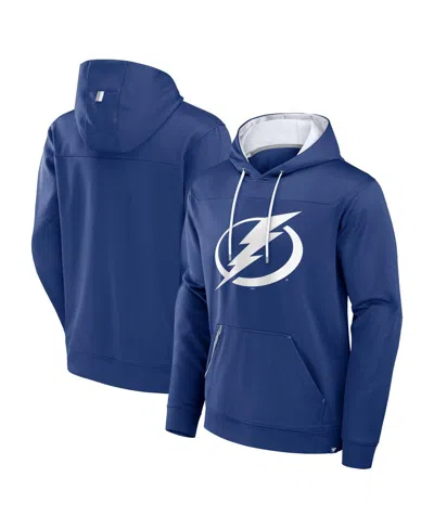Fanatics Men's Blue Tampa Bay Lightning Defender Pullover Hoodie In Blue,white