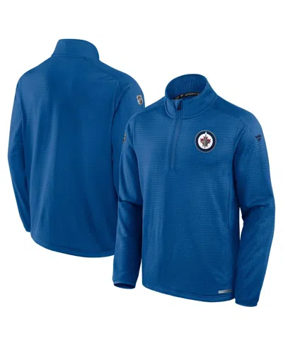Fanatics Men's Blue Winnipeg Jets Authentic Pro Rink Quarter-zip Jacket