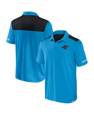 Fanatics Men's Blue/black Carolina Panthers Color Block Polo Shirt