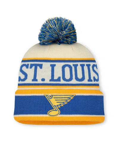 Fanatics Men's Blue/cream St. Louis Blues 2025 Nhl Winter Classic Cuffed Knit Hat With Pom In Blue,cream