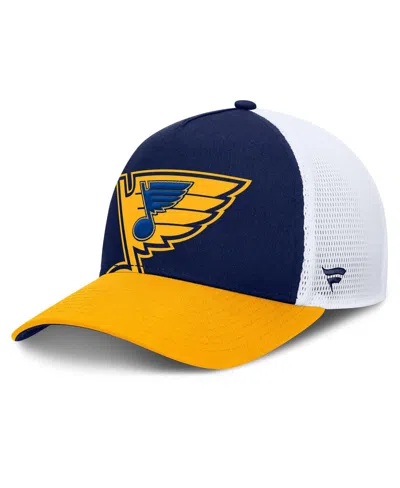 Fanatics Men's Blue/gold St. Louis Blues Authentic Pro A-frame Rink Adjustable Hat In Blue,gold