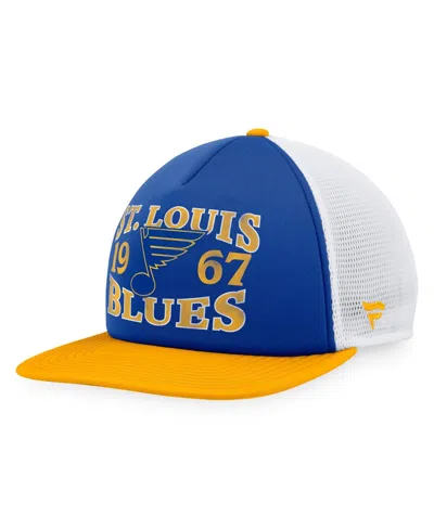 Fanatics Men's Blue/gold St. Louis Blues Heritage Vintage Foam Front Trucker Snapback Hat