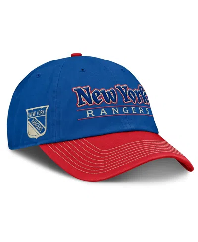 Fanatics Men's Blue/red New York Rangers Heritage Home Ice Two-tone Adjustable Hat In Blue,red