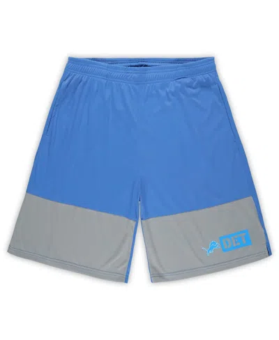 Fanatics Men's Blue/silver Detroit Lions Big Tall Best Of The Best Performance Shorts