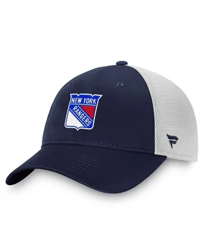Fanatics Men's Blue/white New York Rangers Core Primary Logo Trucker Adjustable Hat