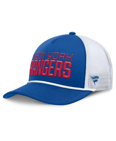Fanatics Men's Blue/white New York Rangers Heritage Dutch A-frame Trucker Adjustable Hat In Multi