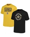 Fanatics Men's Boston Bruins Big Tall 2-pack T-shirt Set In Black,gold