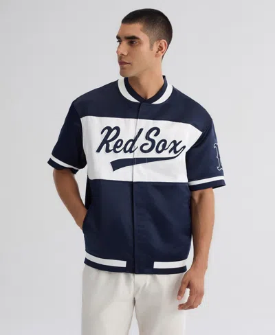 Fanatics Men's Boston Red Sox Iconic Full-snap Short-sleeve Warm-up Jacket In Blue