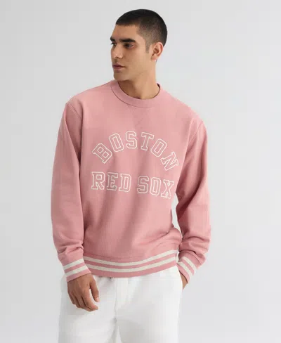 Fanatics Men's Boston Red Sox Iconic Terry Relaxed-fit Long-sleeve Sweatshirt In Pink