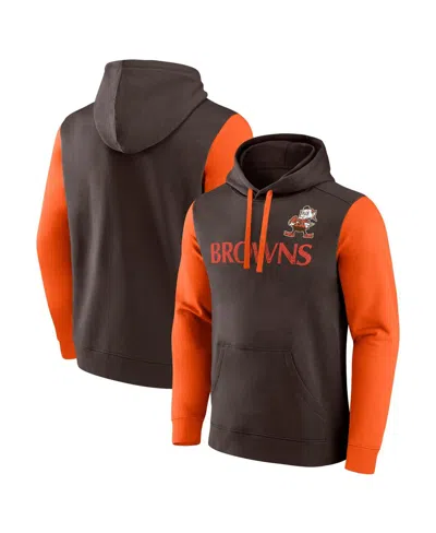 Fanatics Men's Brown/orange Cleveland Browns Fleece Pullover Hoodie In Multi