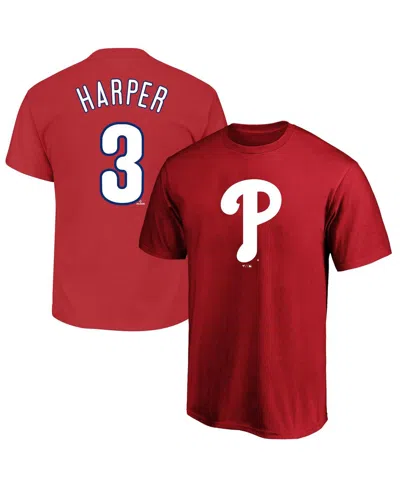 Fanatics Men's Bryce Harper Red Philadelphia Phillies Big Tall Name Number T-shirt