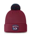 Fanatics Men's Burgundy Colorado Avalanche 2024 Nhl Draft Cuffed Knit Hat With Pom In Burgundy,light Blue
