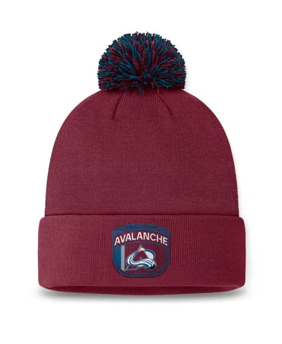 Fanatics Men's Burgundy Colorado Avalanche 2024 Nhl Draft Cuffed Knit Hat With Pom In Burgundy,light Blue