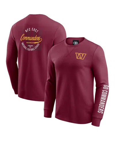 Fanatics Men's Burgundy Washington Commanders Washed Waffle-knit Long Sleeve T-shirt
