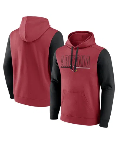 Fanatics Men's Cardinal/black Arizona Cardinals Outline Pullover Hoodie In Cardinal,black