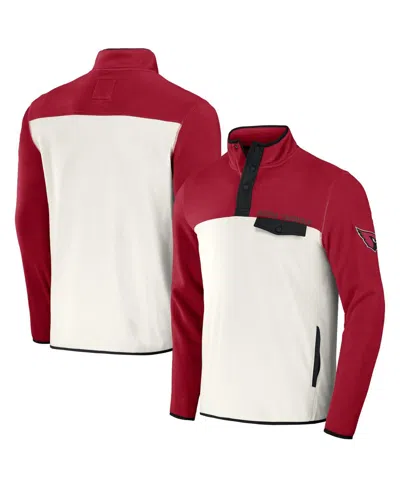 Fanatics Men's Cardinal/cream Arizona Cardinals Micro Fleece Quarter-snap Jacket In Cardinal,cream
