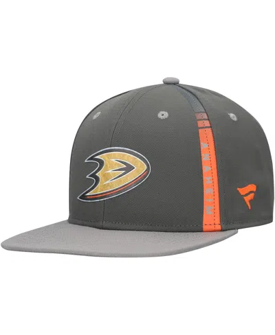 Fanatics Men's Charcoal Anaheim Ducks Authentic Pro Ice Snapback Hat In Gray