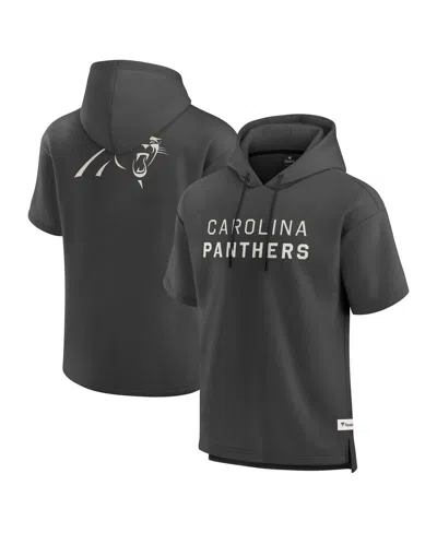 Fanatics Men's Charcoal Carolina Panthers Elements Future Ground Lettering Short Sleeve Pullover Hoodie In Black