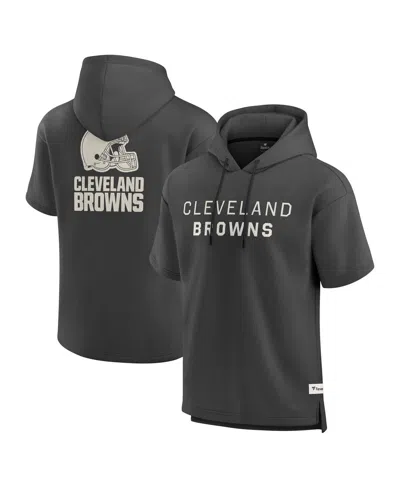 Fanatics Men's Charcoal Cleveland Browns Elements Future Ground Lettering Short Sleeve Pullover Hoodie In Black