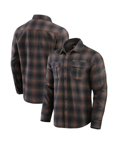 Fanatics Men's Charcoal/tan Dallas Cowboys Classic Flannel Long Sleeve Button-up Shirt In Charcoal,tan