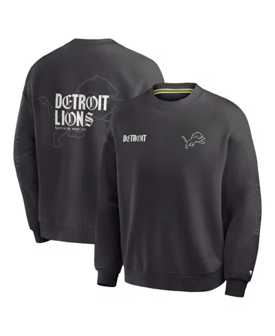 Fanatics Men's Charcoal Detroit Lions Oversized Type Play Multi Sweatshirt In Gray
