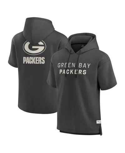 Fanatics Men's Charcoal Green Bay Packers Elements Future Ground Lettering Short Sleeve Pullover Hoodie In Gray