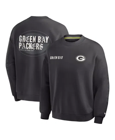 Fanatics Men's Charcoal Green Bay Packers Oversized Type Play Multi Sweatshirt In Animal Print