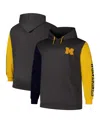 Fanatics Men's Charcoal Michigan Wolverines Big Tall Contrast Sleeves Pullover Hoodie In Charcoal