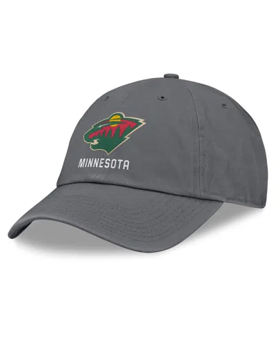 Fanatics Men's Charcoal Minnesota Wild Washed Adjustable Hat In Gray