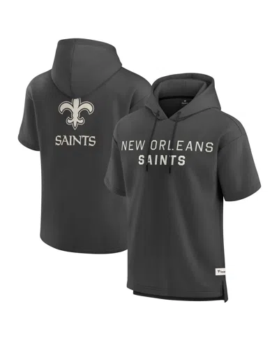 Fanatics Men's Charcoal New Orleans Saints Elements Future Ground Lettering Short Sleeve Pullover Hoodie In Gray