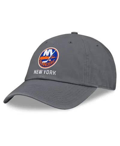 Fanatics Men's Charcoal New York Islanders Washed Adjustable Hat In Gray
