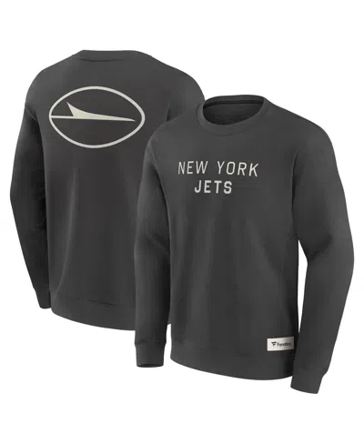 Fanatics Men's Charcoal New York Jets Elements Future Ground Lettering Pullover Sweatshirt In Black