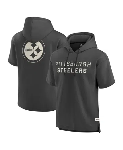Fanatics Men's Charcoal Pittsburgh Steelers Elements Future Ground Lettering Short Sleeve Pullover Hoodie