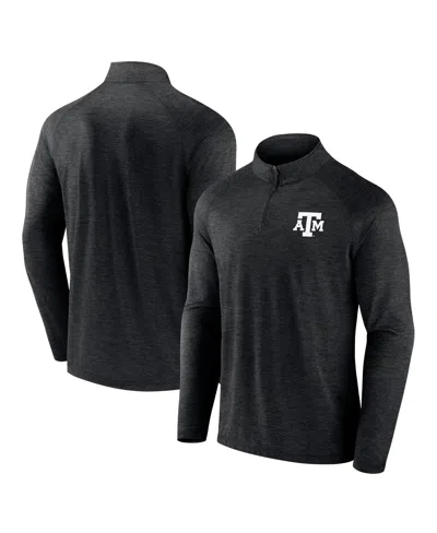 Fanatics Men's Charcoal Texas A&m Aggies Primary Logo Raglan Quarter-zip Hoodie In Black