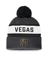 Fanatics Men's Charcoal Vegas Golden Knights Fundamental Wordmark Cuffed Knit Hat With Pom In Charcoal