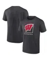 Fanatics Men's Charcoal Wisconsin Badgers Fundamentals Halved Team T-shirt In Charcoal