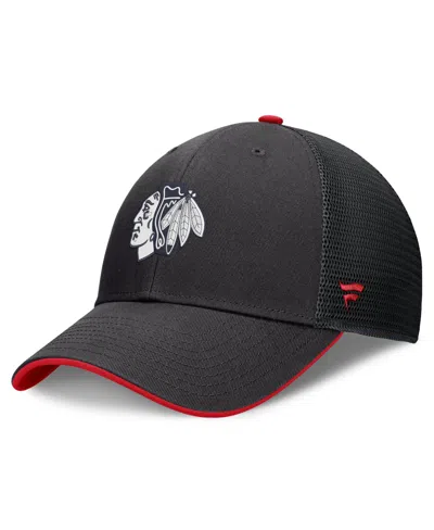 Fanatics Men's Chicago Blackhawks Adjustable Trucker Fundamental Limits Hat In Black,red