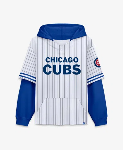 Fanatics Men's Chicago Cubs Relaxed-fit Pinstripe Layered Hoodie In White,royal