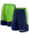 Fanatics Men's College Navy/neon Green Seattle Seahawks Launch Shorts In Blue