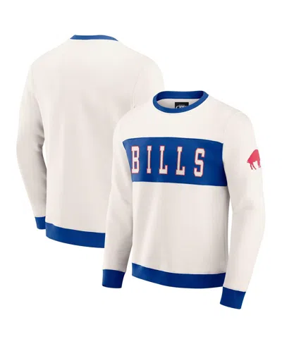 Fanatics Men's Cream Buffalo Bills Color Block Pullover Sweatshirt In White
