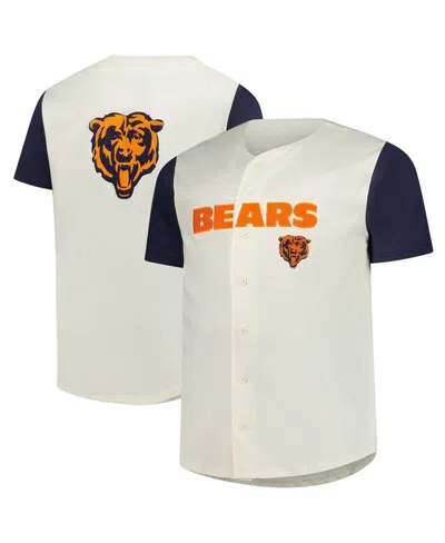 Fanatics Men's Cream Chicago Bears Full-button Short Sleeve T-shirt In White