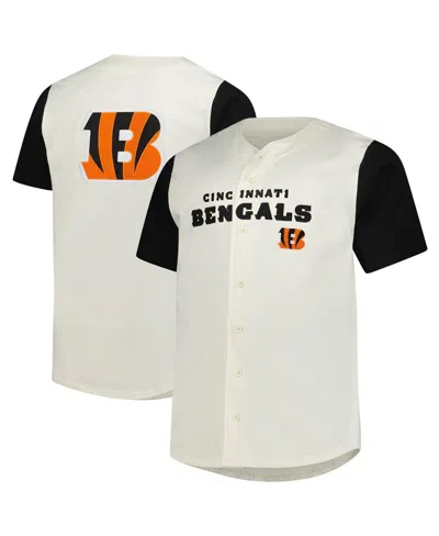 Fanatics Men's Cream Cincinnati Bengals Full-button Short Sleeve T-shirt In White