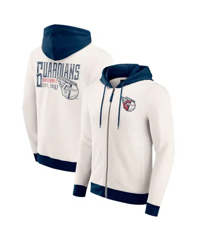 Fanatics Men's Cream Cleveland Guardians Polar Fleece Full-zip Hoodie In White