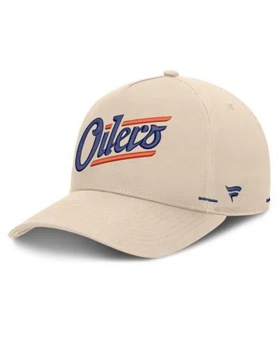 Fanatics Men's Cream Edmonton Oilers Alternate Authentic Pro Rink A-frame Adjustable Hat In Cream,blue
